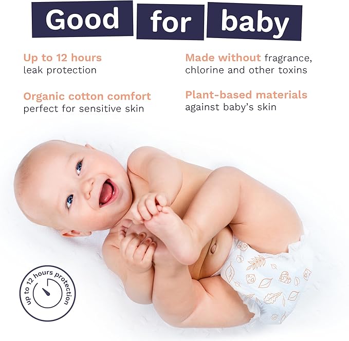 Pura Size 7 Eco-Friendly Diapers Hypoallergenic, Soft Organic Cotton, - Image 5
