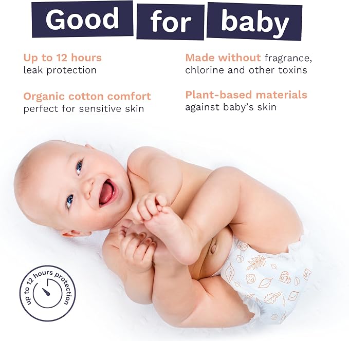 Pura Size 6 Eco-Friendly Diapers Hypoallergenic, Soft Organic Cotton, - Image 3