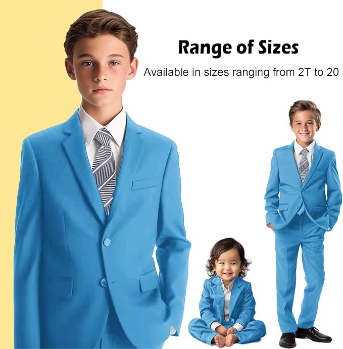 Boys’ Formal Suit 5 Piece Set, Toddler Tuxedos - Image 3
