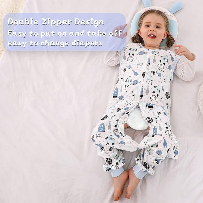 WONDAY Toddler Sleep Sack with Feet, 0.5 Tog Sleeping Sacks - Image 5