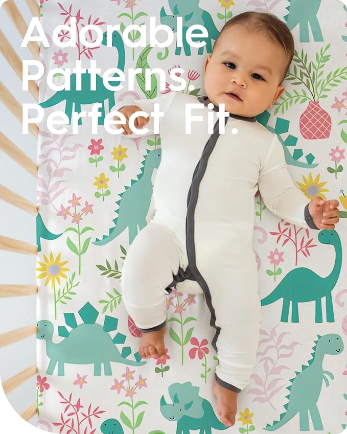 Dinosaur Crib Sheets for Boys, Premium Soft Crib Mattress Fitted Sheet - Image 2