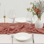 DOLOPL Boho Table Runner Dusty Blush Cheesecloth Table Runner 13.3ft Rustic - Image 5