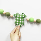 Sage Green Plaid Baby Clothes Decorations Pre-Strung Handmade Felt Baby Clothes - Image 4