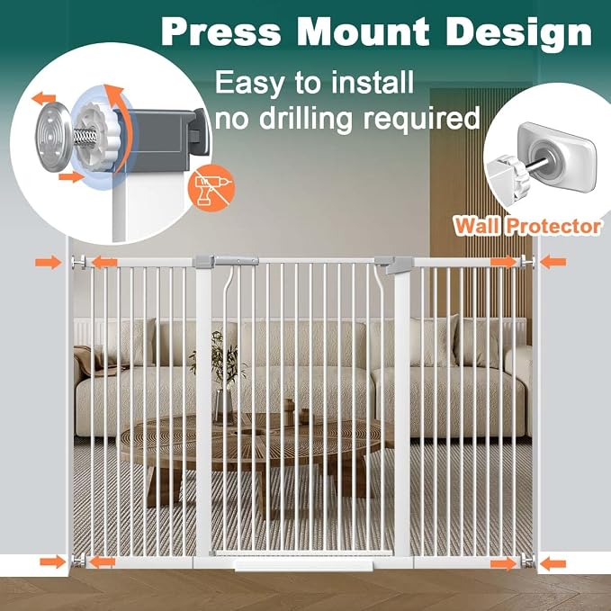 Fairy Baby 40.5" Extra Tall Baby Gate, 72.3"-76.7" Extra Wide Long Pet Gate - Image 6