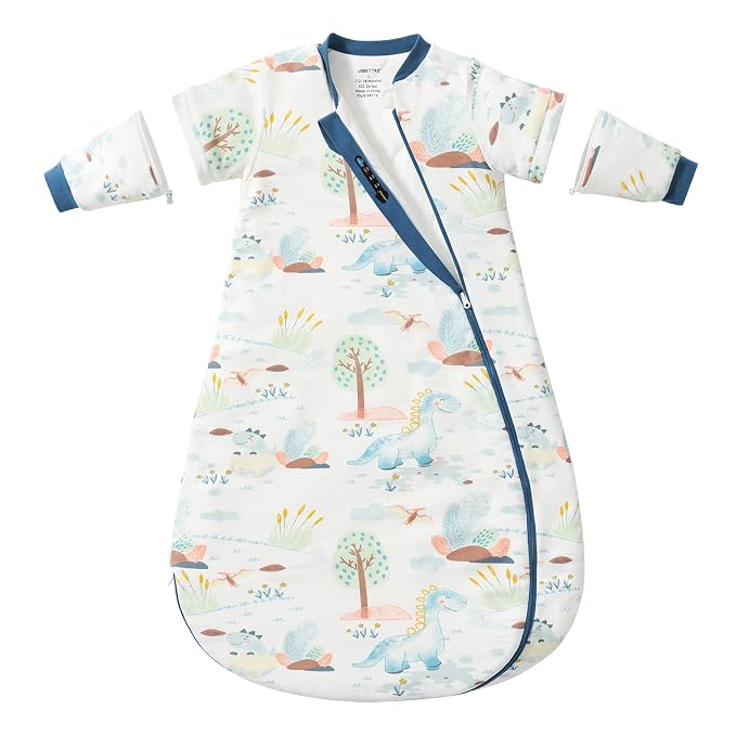 Baby Sleep Sack 3-6 Months, Cotton Detachable Long Sleeve Sleep Sack, 2.5 Tog by usbettas