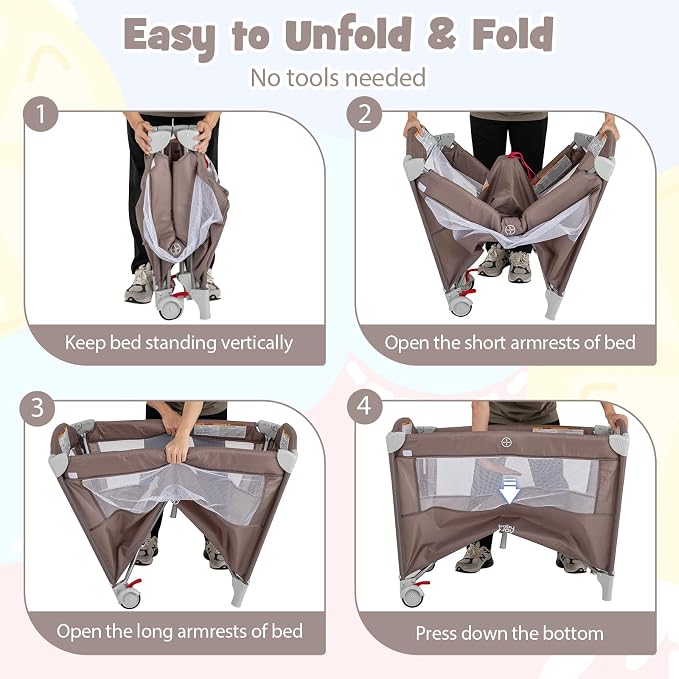 BABY JOY 5-in-1 Pack and Play, Portable Baby Bedside Sleeper - Image 4