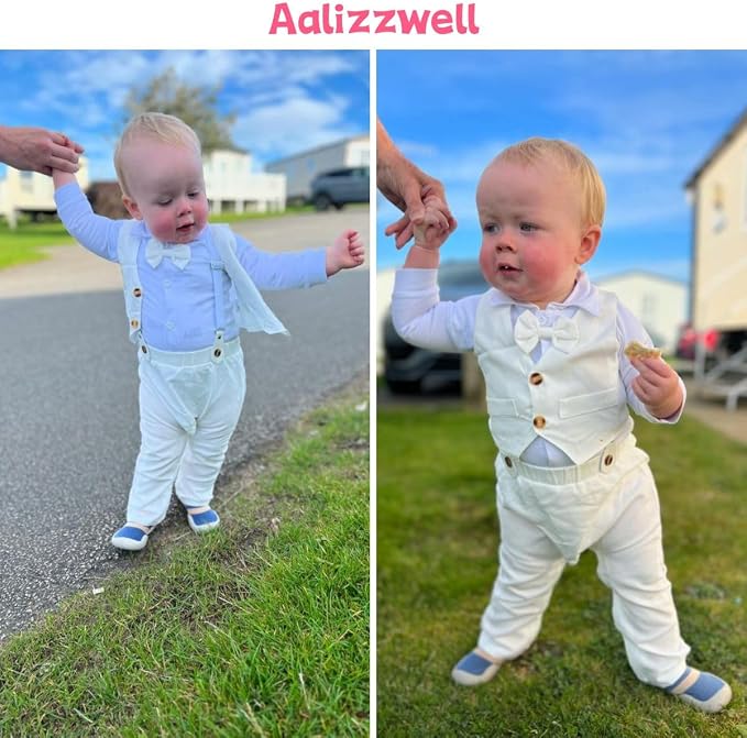 Aalizzwell Baby Boys Gentleman Outfit 3 Piece Formal Suit Set - Image 2