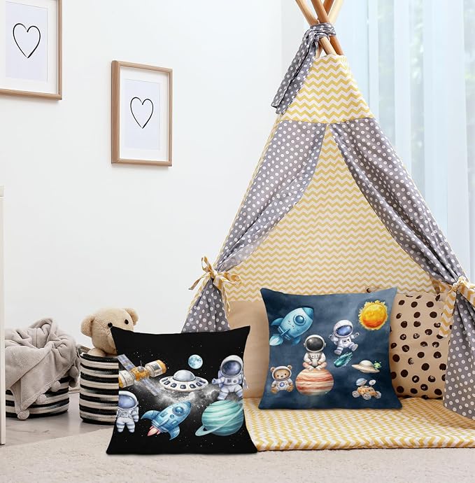 SPBL&L Galaxy Space Nursery Pillow Covers 18x18 Set of 2, Space Nursery Room - Image 4