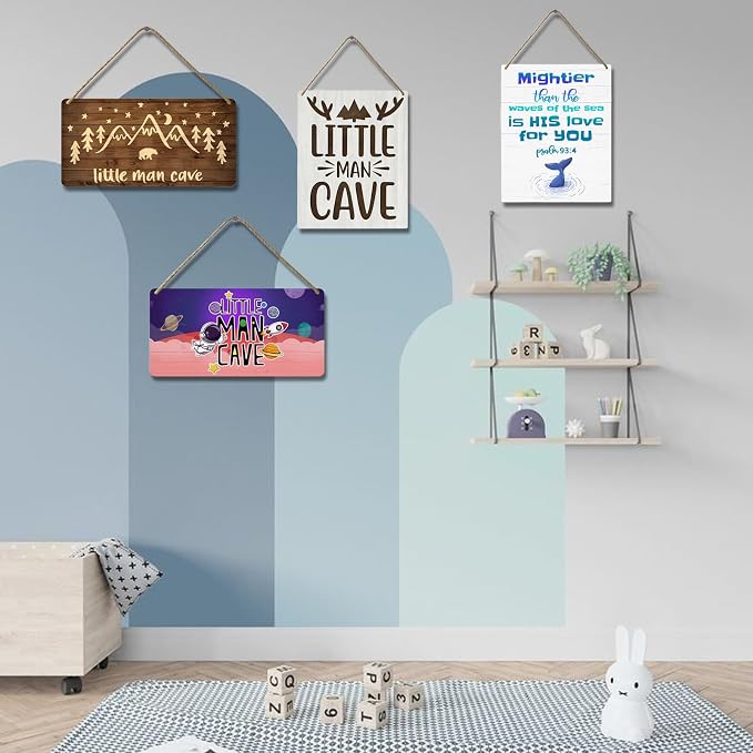 Little Man Cave Sign Woodland Nursery Wall Decor - Image 5