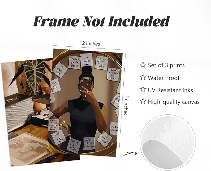 Black Girl Wall Art African American Woman Canvas Wall Decor Black Women - Image 2