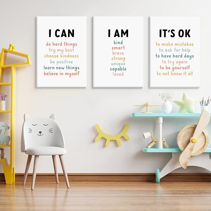 Kids Affirmation Wall Art Positive Canvas Wall Decor Inspirational Quotes Wall - Image 5