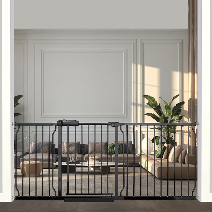 71.5-76.3 Inch Extra Wide Baby Gate, Heavy-Duty Metal Safety Gate by Ghthes+Felle