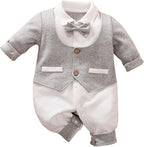 HUAANIUE Newborn Baby Boys Gentleman Romper One Piece Long Sleeve Bowtie Outfit by HUAANIUE