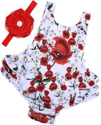 Baby Girl's Floral Print Ruffles Romper Summer Clothes by PrinceSasa
