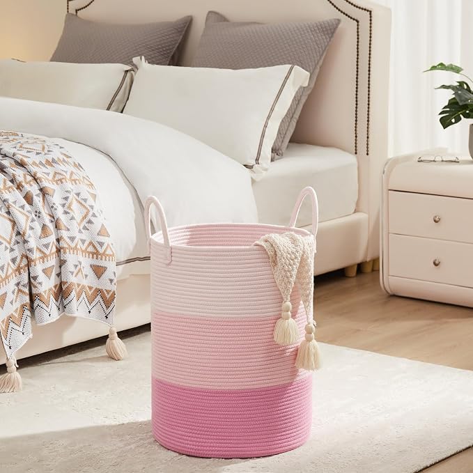 Fiona's magic Cotton Rope Laundry Hamper, Tall Woven Laundry Basket Storage - Image 4