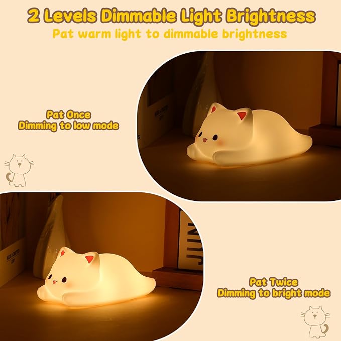 Tremdwoto Cat Night Light for Kids, Cute Colorful Night Light Baby Girl Squishy - Image 2