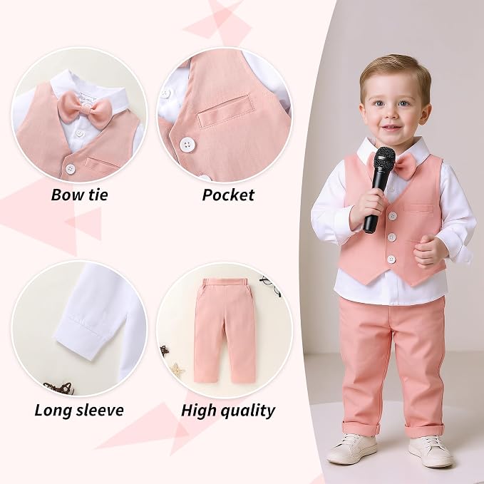 YOUNGER TREE Toddler Boy Clothes Suit Gentleman Wedding Outfits Baby Formal - Image 3