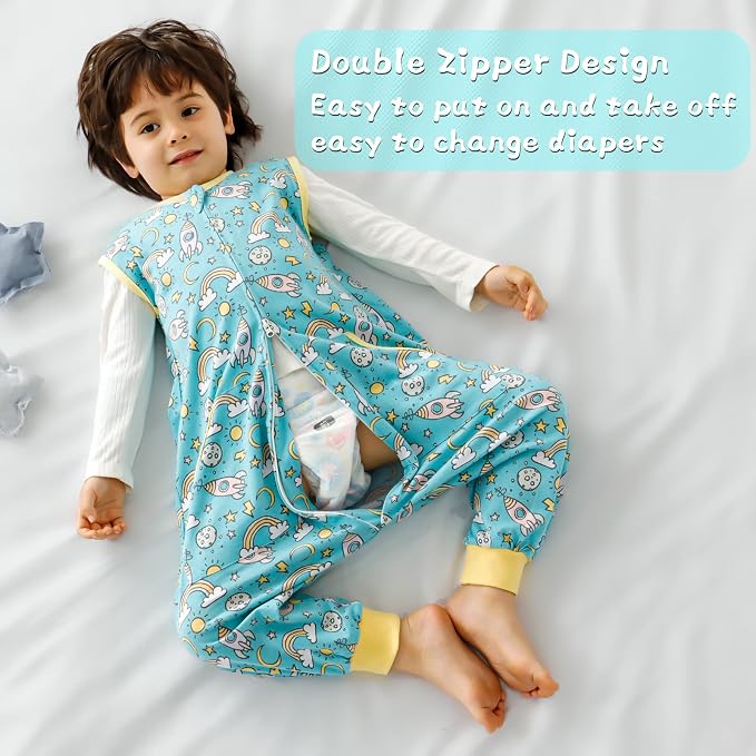 WONDAY Toddler Sleep Sack with Feet, 0.5 Tog Sleeping Sacks - Image 5