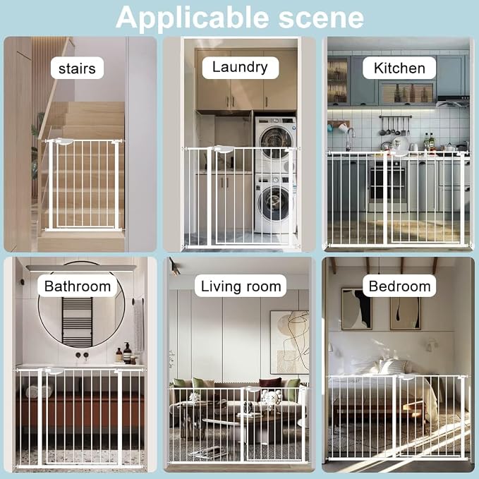 WAOWAO Triple Lock Baby Gate Extra Wide 57.87-62.59" Pressure Mounted Walk - Image 8