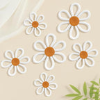 6 Pcs Boho Nursery Decor, Woven Macrame Daisy Flower Wall Hanging in 3 Sizes by Unknown