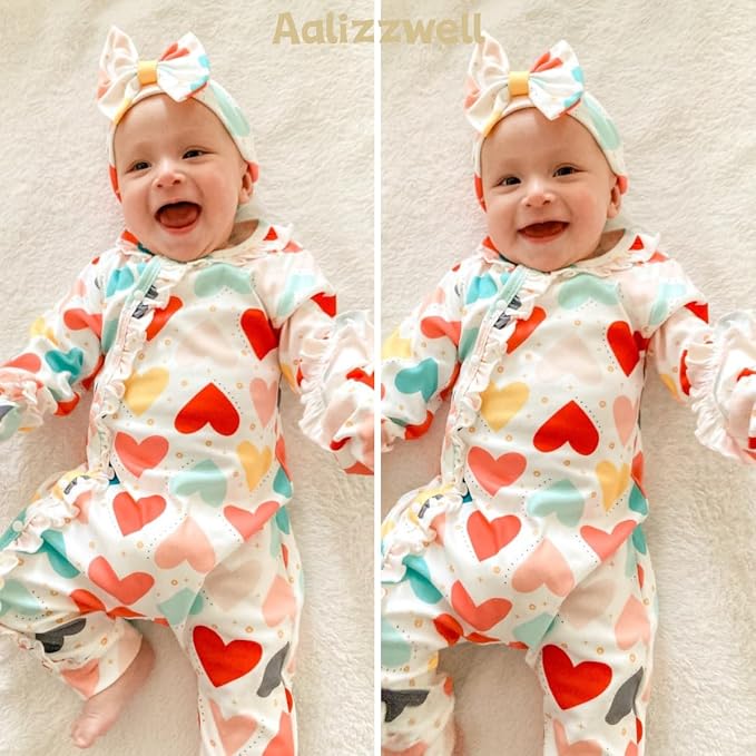 Aalizzwell Baby Girls Romper Outfit Fall Winter Clothes - Image 3