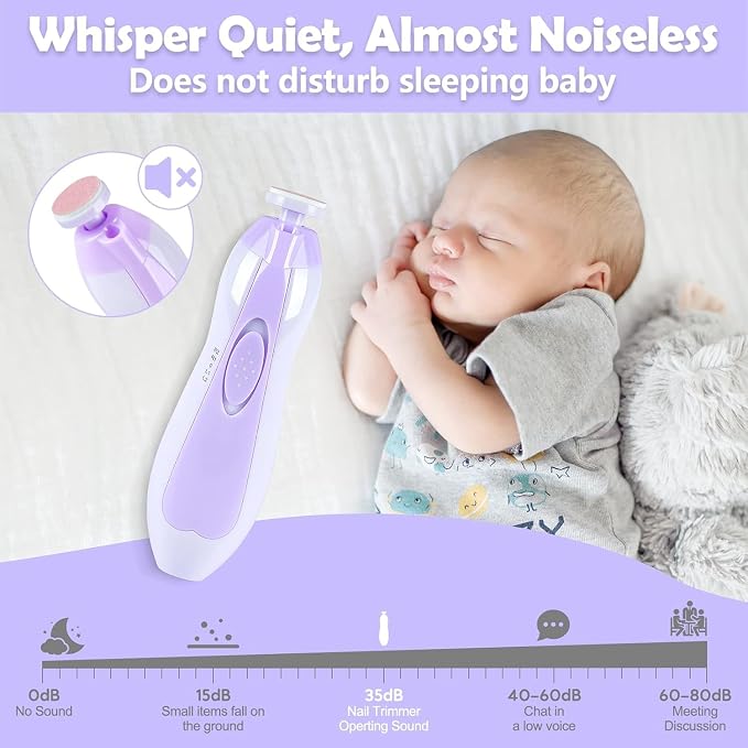 Baby Nail Trimmer Electric, 6 in 1 Baby Nail File Clippers Infant Grooming Kit - Image 5