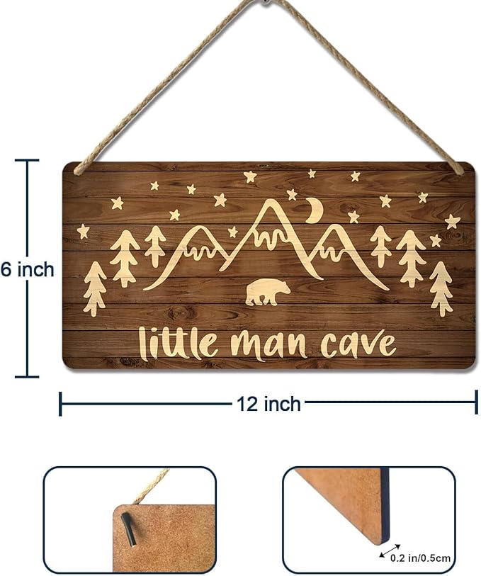 Little Man Cave Sign Woodland Nursery Wall Decor - Image 2