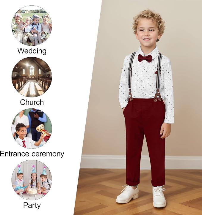 CARETOO Toddler Boy Clothes Suit Gentleman Wedding Outfits Kids Formal Dress - Image 2