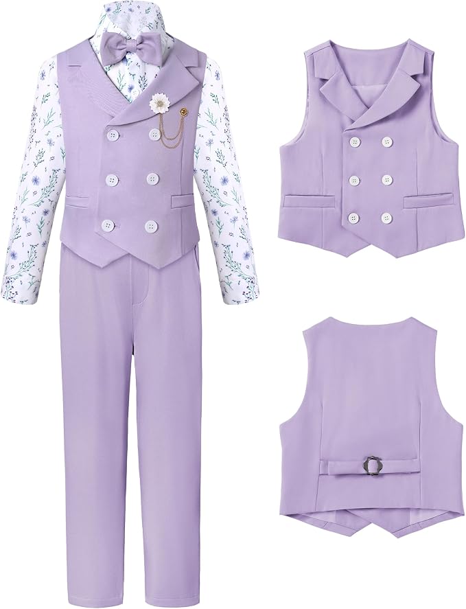 DISAUR Boys Suits Toddler Tuxedo Suit Wedding Ring Bearer Outfit Vest Pants - Image 3