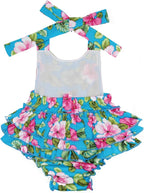 Baby Girl's Floral Print Ruffles Romper Summer Clothes - Image 6