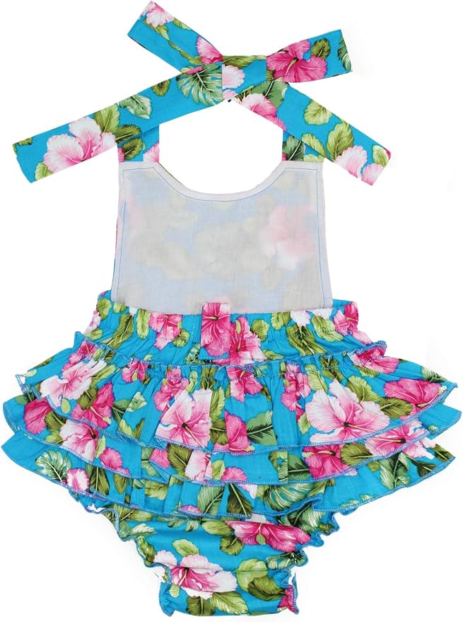 Baby Girl's Floral Print Ruffles Romper Summer Clothes - Image 6