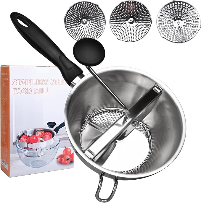 Stainless Steel Ergonomic Food Mill by Compralo