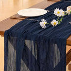 Socomi Navy Blue Table Runner Spring Easter Cheesecloth Table Runner 170 inch - Image 3