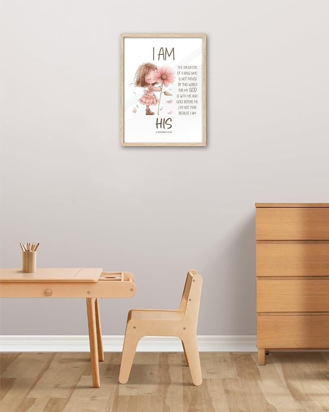 KensTro Nursery Decor Natural OAK Wood Scripture Framed Wall Art, 12x16 in God - Image 4