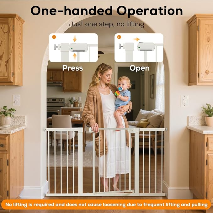 29.5-59.8" Baby Gate for Stairs, Baby Safety Essentials, Auto Close Gate for - Image 8