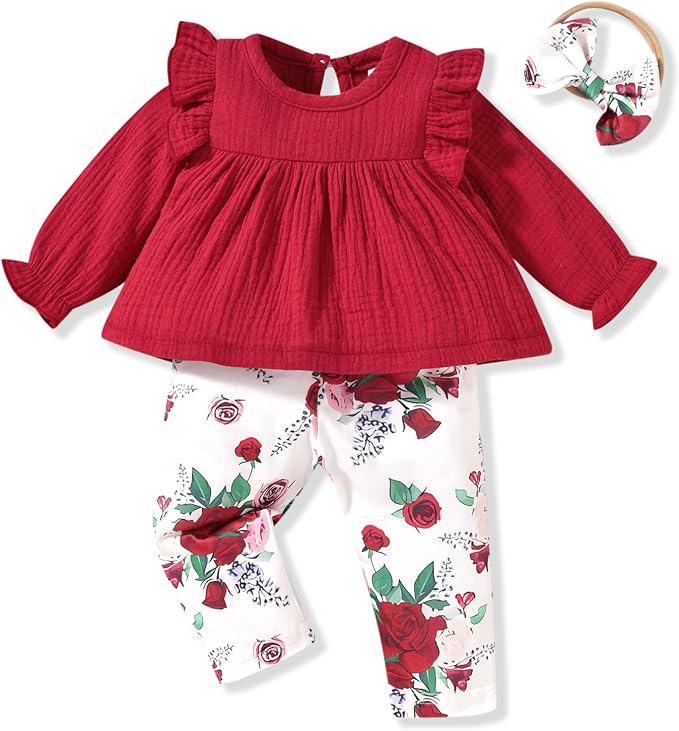 HINTINA Infant Baby Girl Long Sleeve Fall Winter Outfits by HINTINA