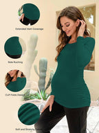 Ecavus Women's Maternity Shirts Long Sleeve Soft Stretchy Pregnancy Tops Side - Image 3