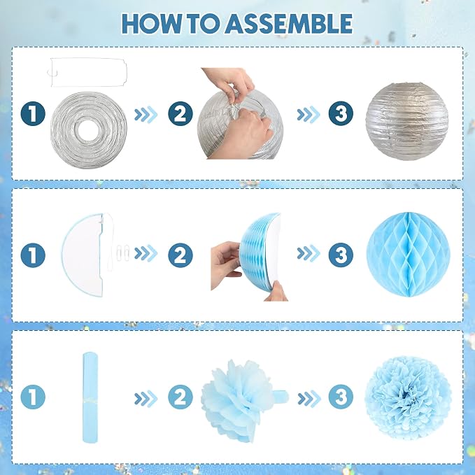 Ouddy Party Blue Baby Shower Decorations - Image 3