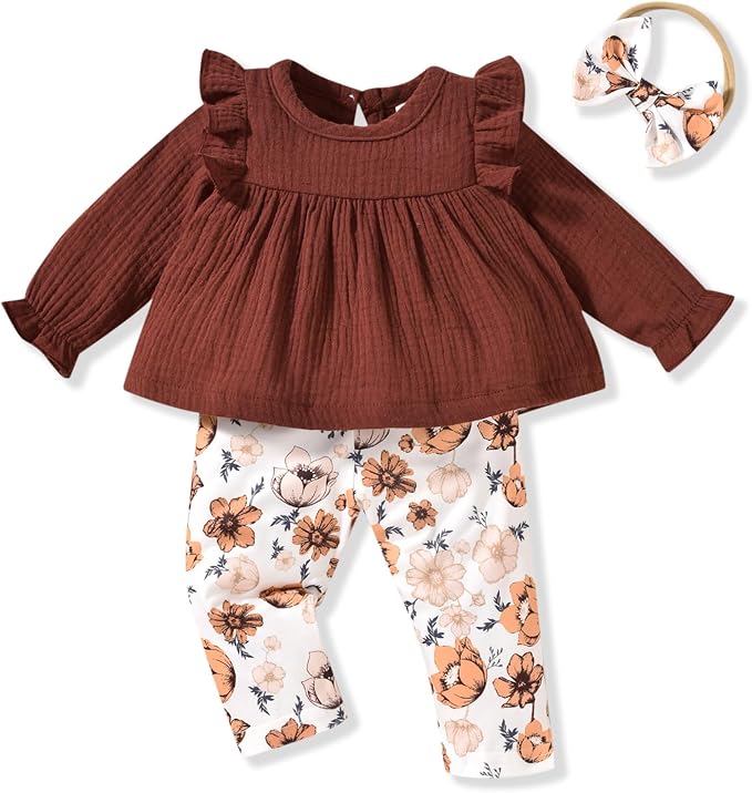 HINTINA Infant Baby Girl Long Sleeve Fall Winter Outfits by HINTINA