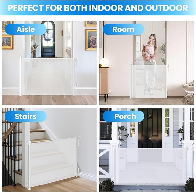 Retractable Safety Baby Gate or Mesh Dog Gate, Durable Portable Mesh - Image 6