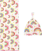 Newborn Swaddle Blanket with Hat Set, Unisex Baby Receiving Blanket Nursery Wrap - Image 3