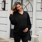 GINKANA Maternity Long Sleeve Shirts V Neck Sweatshirt Casual Tunic Tops - Image 3