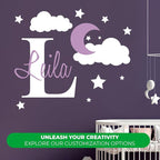 e-Graphic Design Inc Custom Name & Initial Moon Clouds Stars - Image 2