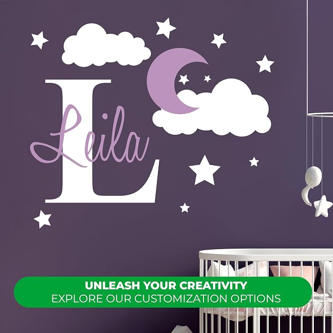 e-Graphic Design Inc Custom Name & Initial Moon Clouds Stars - Image 2