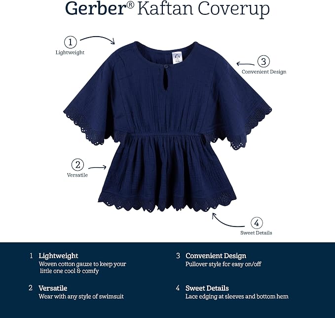 Gerber baby-girls Toddler Kaftan Swim Cover Up - Image 8