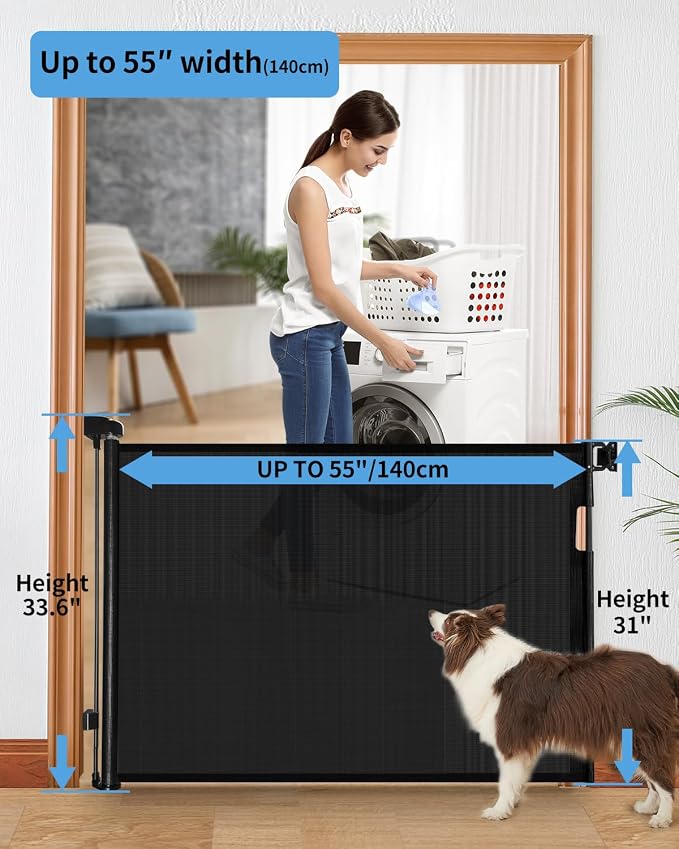 Retractable Baby Gate for Doorways and Stairs, Mesh Safety Gate for Pet - Image 2