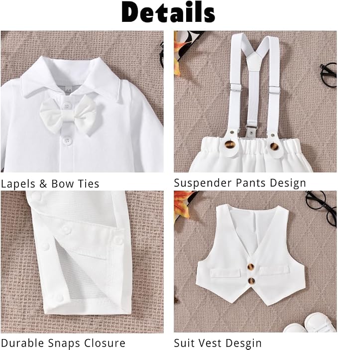 Aalizzwell Baby Boys Gentleman Outfit 3 Piece Formal Suit Set - Image 4