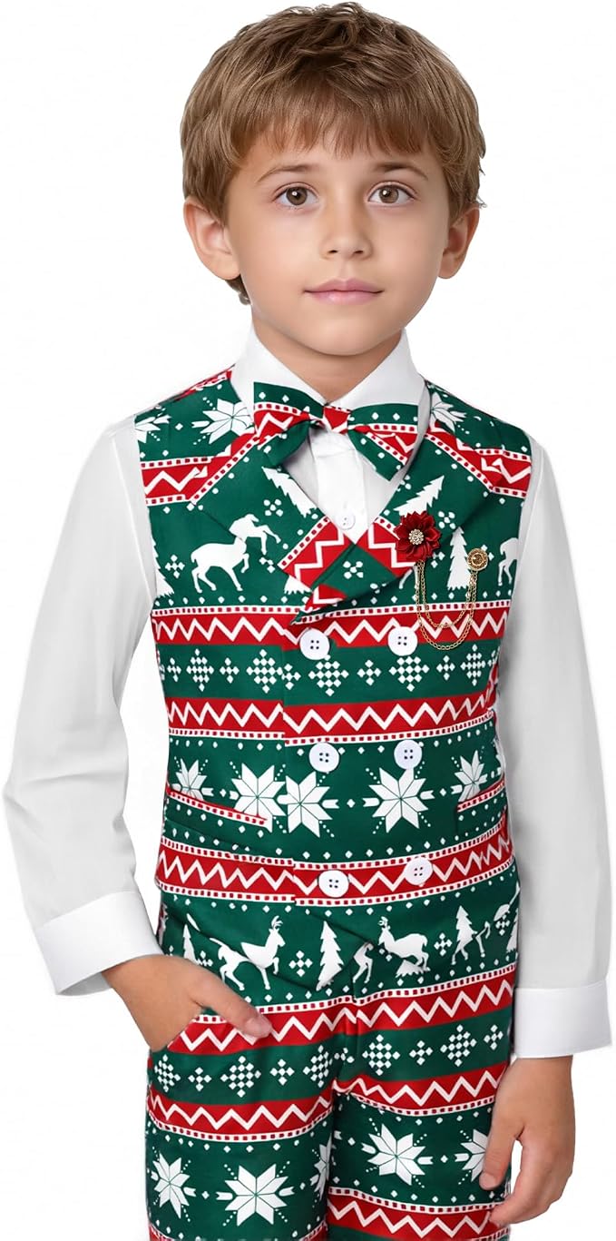 DISAUR Boys Suits Toddler Tuxedo Suit Wedding Ring Bearer Outfit Vest Pants - Image 5