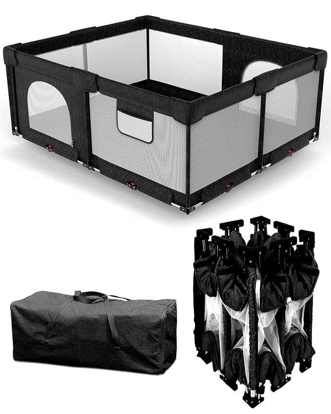 Foldable Baby Playpen with Non-Removable Thick Mat, Extra Large Collapsible by patywaga