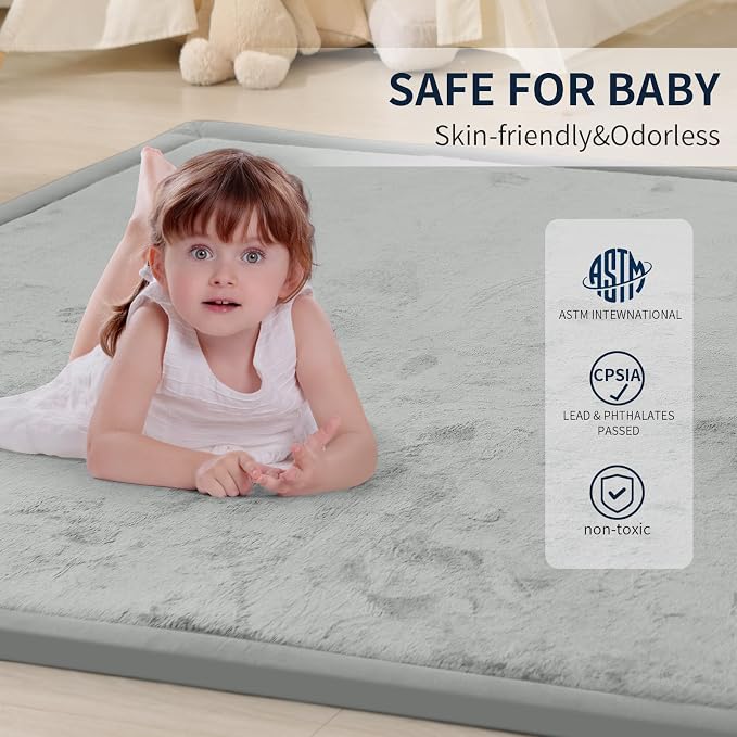 ACOMOPACK Baby Play Mat for Floor 1.3" Thick Memory Foam Play Mat 79"×157 Tummy - Image 5